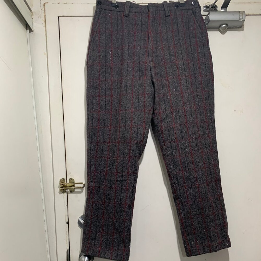 VINTAGE HEAVYWEIGHT WOOL SUSPENDER BRACES PANTS SIZE 34